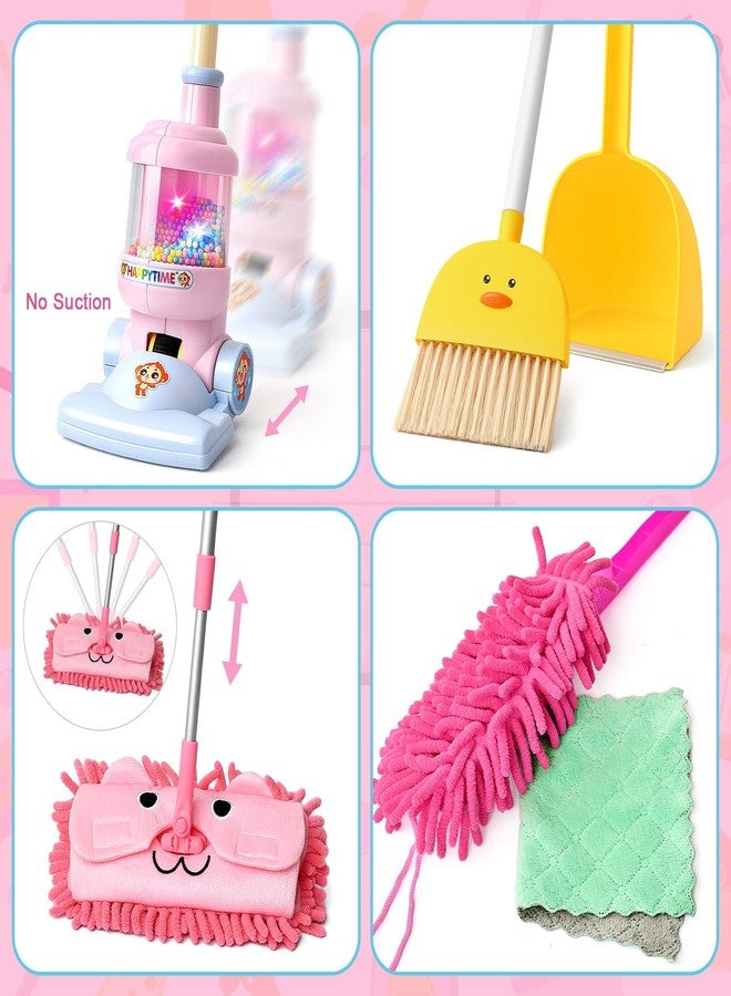 TUZT Animal Kids Cleaning Toy Set for Toddler, Realistic Vacuum Cleaner with Light & Sound, Mop & Duster, Broom & Dustpan, Home Cleaning Tool Pretend Play Toy Christmas Birthday Gift for Girl 3 4 5 6 - Image 3